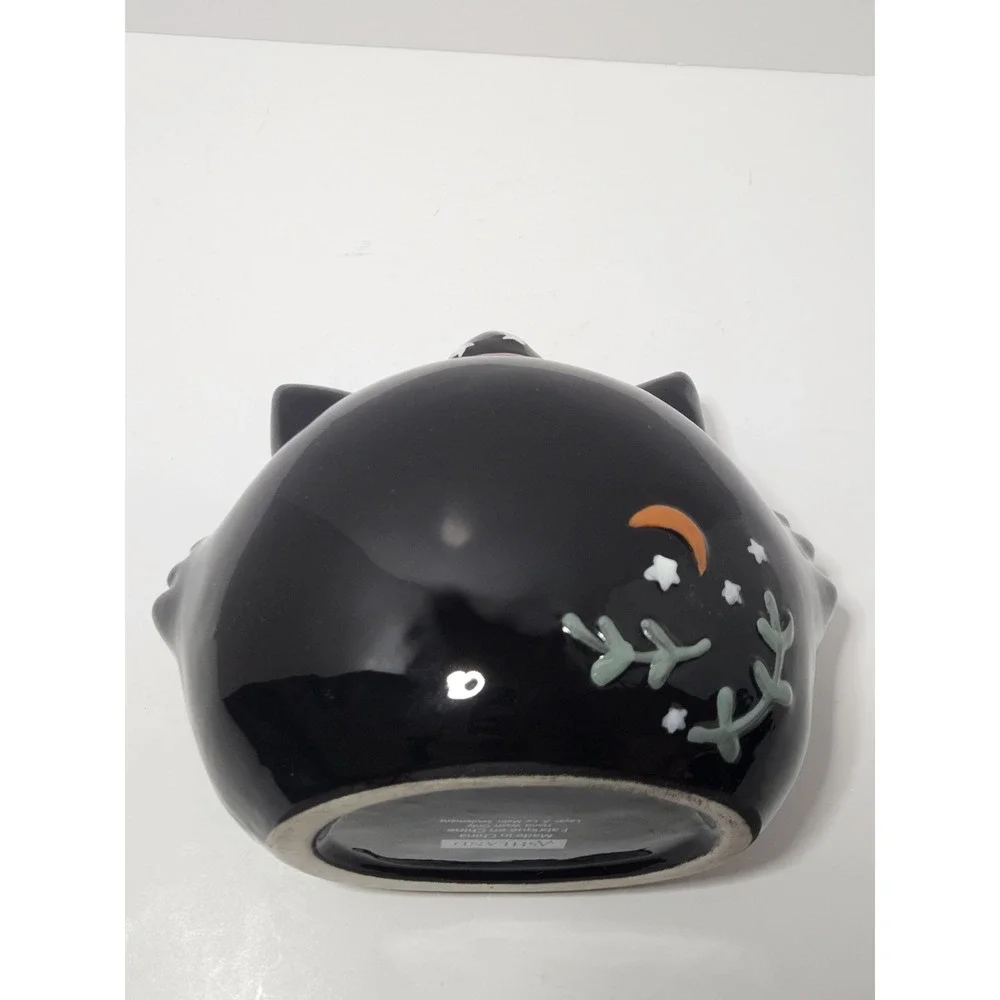 Ashland Halloween Black Cat Ceramic Candy Dish Starry Wizard Hat Vintage Style